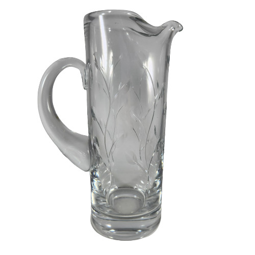 Etched Glass Pitcher with Handle 8" Inches