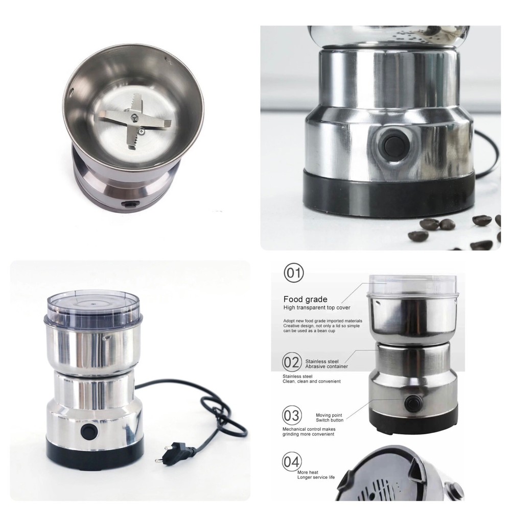 Electric Coffee Bean Grinder Nut Seed Grind Spice Crusher Mill Blender /Silver