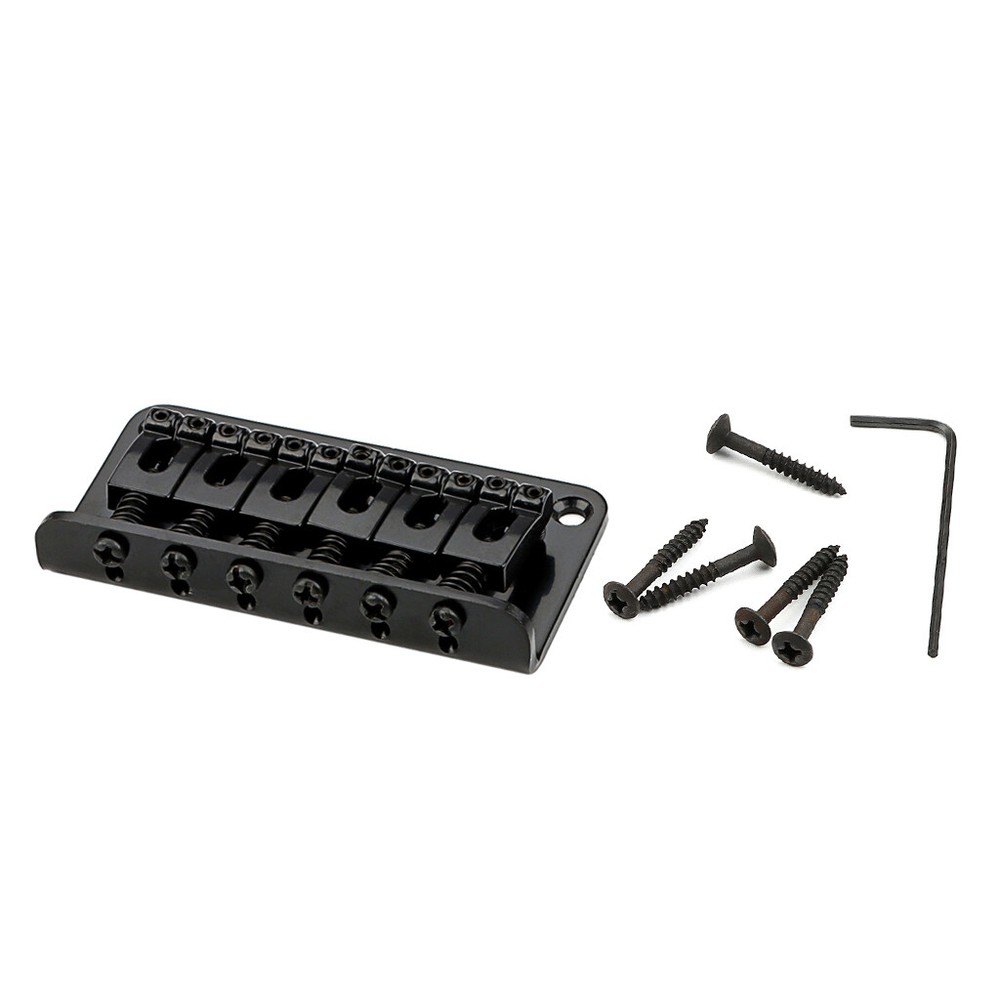 Black 6 String Hardtail Fixed Guitar Bridge for Electric Guitar with Wrench