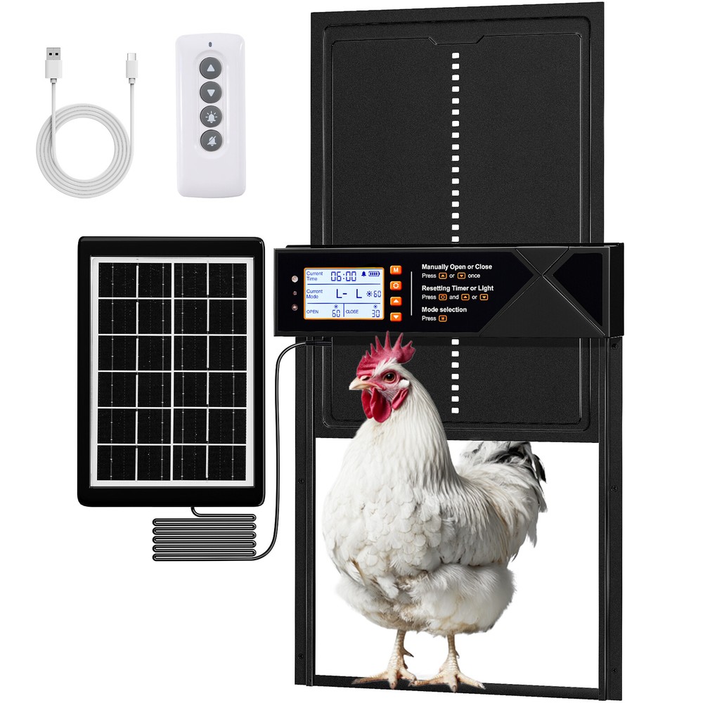 Large Size Solar Powered Automatic Chicken Coop Door with Timer & Light Sensor