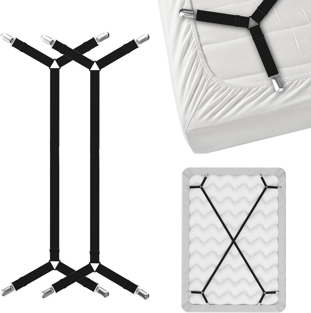 Bed Sheet Holder Straps Criss-Cross - Sheets Stays Suspenders Keep Fitted/Flat B