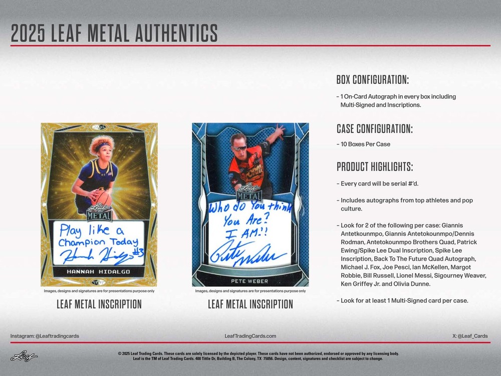 2025 LEAF METAL AUTHENTICS HOBBY BOX