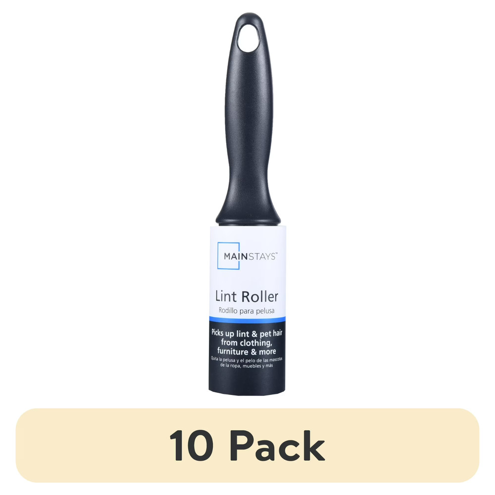 (10 pack) Mainstays Lint Roller, 60 Sheets Easy Tear, Ergonomic Handle