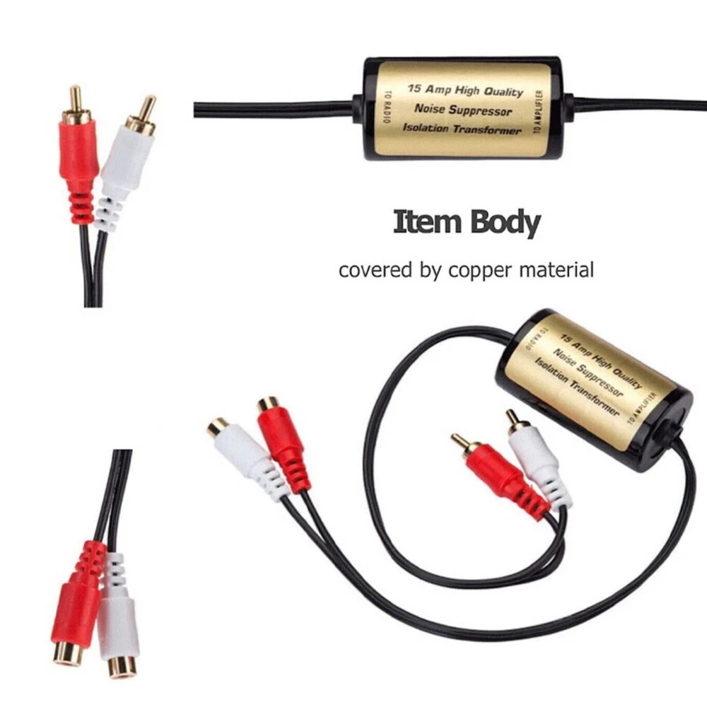 Noise Suppressor RCA Ground Loop Isolator for Car Amplifier Audio System Setup