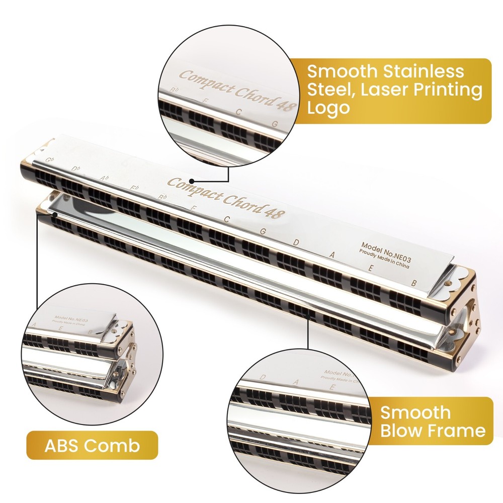 EASTOP 48Compact Upgrade Chord Harmonica New Professional Ensemble Harmonica US