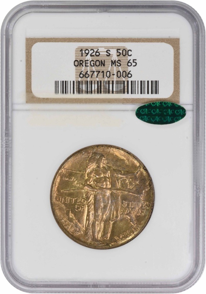 Oregon Commemorative Silver Half Dollar 1926-S MS65 NGC (CAC)