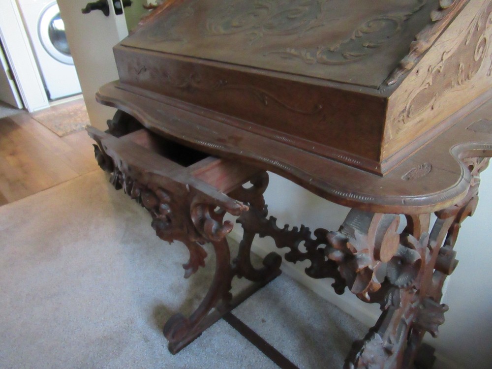 16th Century Solid Walnut Baroque secretary with original oiled finish.
