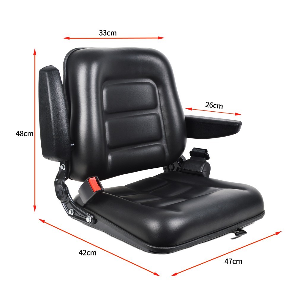 Tractor Forklift Seat Excavator Universal Adjustable Backrest Armrest Safty Belt