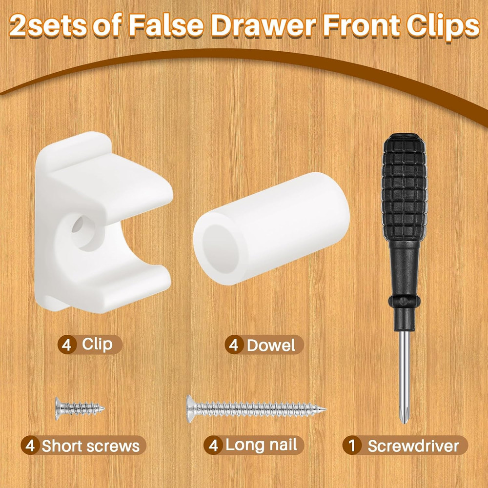 False Cabinet Front Clip False Drawer Front Clips Sink Tip Out Snap with Screws