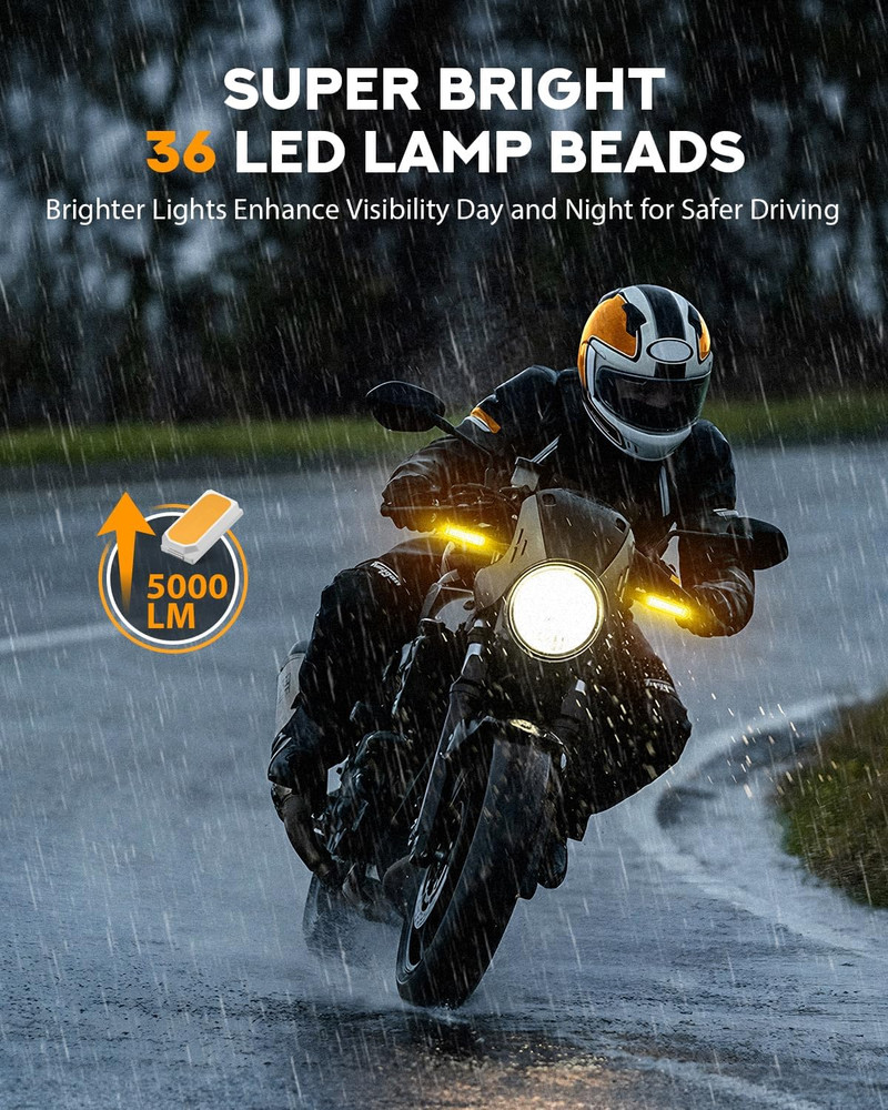 Flowing LED Motorcycle Turn Signals 12V Super Bright Universal Sequential Front
