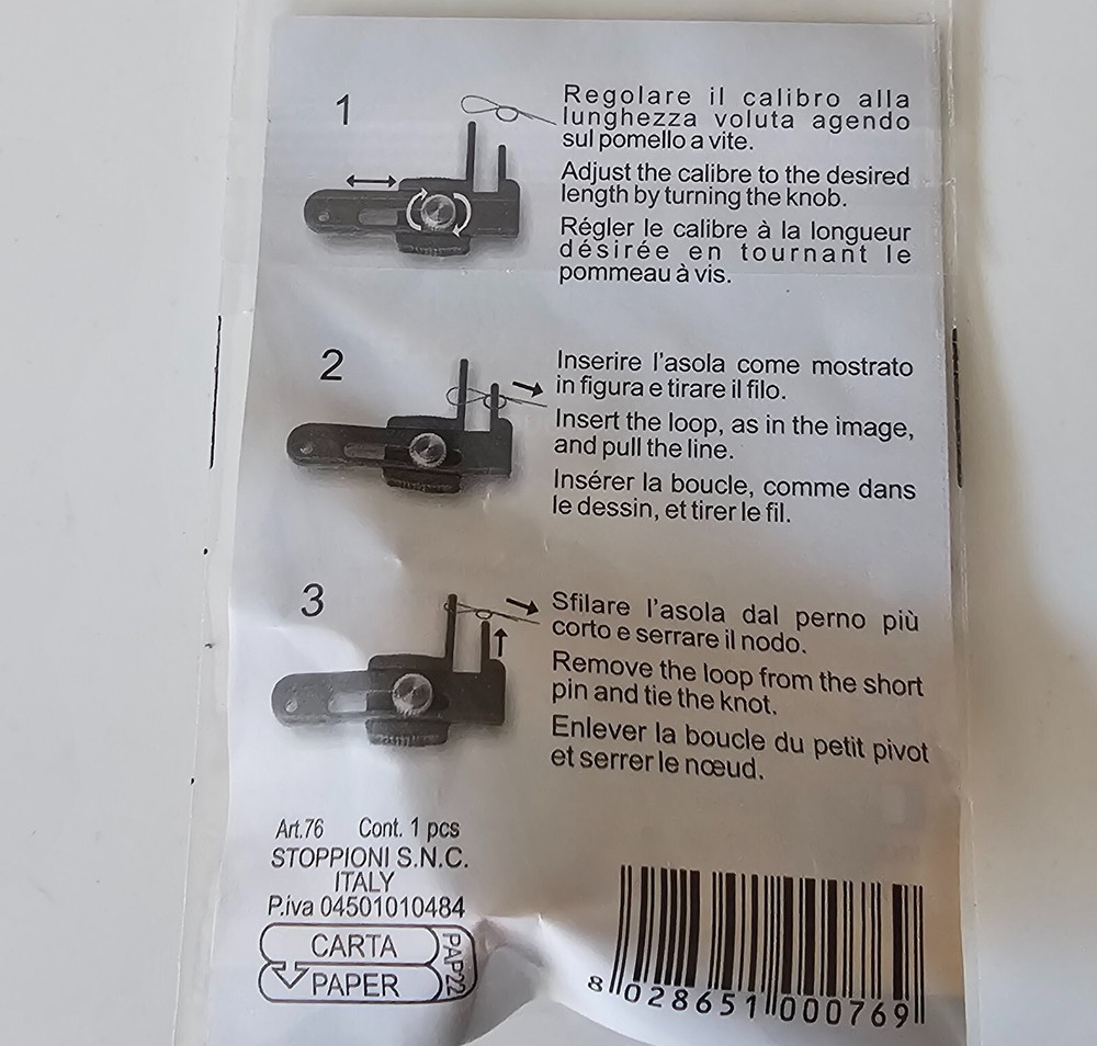 STONFO ADJUSTABLE LOOP TYER. CALIBRATION/TYER TOOL WITH INSTRUCTIONS