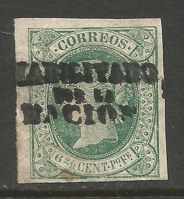 🤩 OSBURGH – SPAIN. 1864. 6 ¼c IMPERF USED.