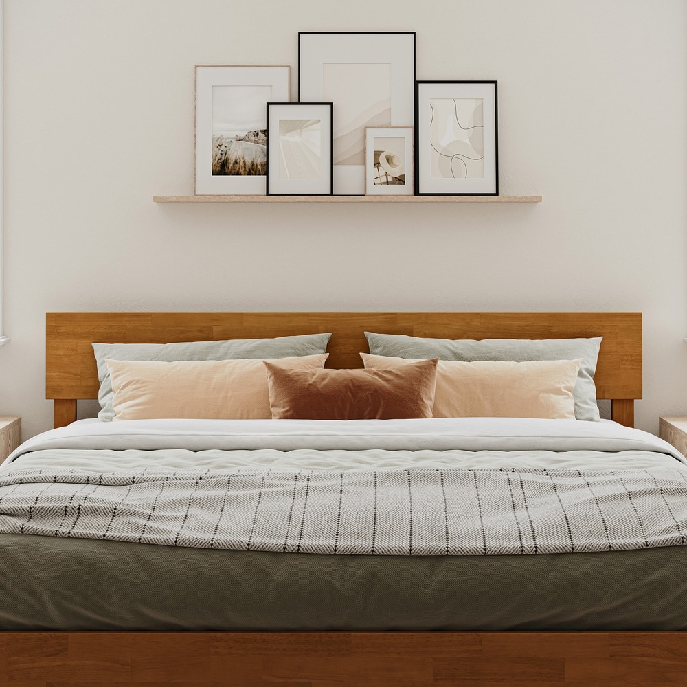 AFI Orlando King Modern Solid Wood Panel Headboard in Light Toffee