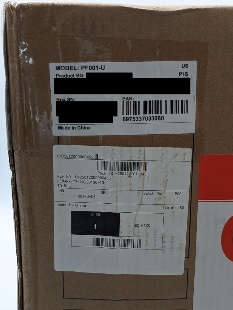 Bambu Lab P1S 3D Printer - (PF001-U) - NO AMS - Black