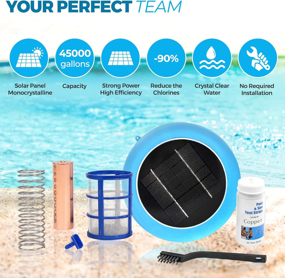 Solar Pool Ionizer - Enhanced with Latest Solar Technology & Longer-Lasting Anod