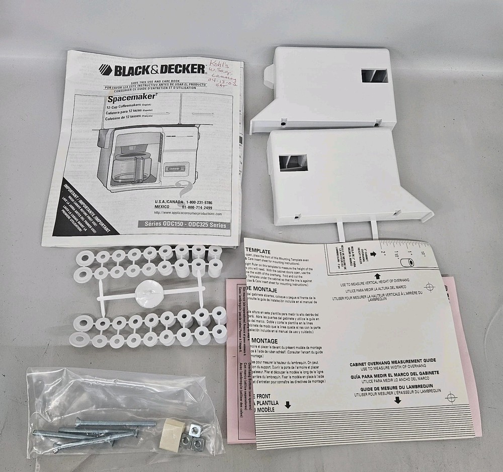 Black & Decker ODC325 Spacemaker Coffee Maker Replacement Mounting Hardware Kit
