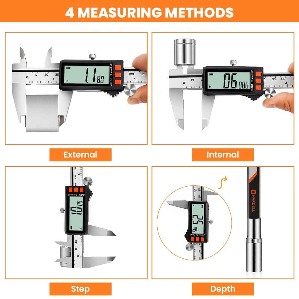 HARDELL Digital Caliper, Rechargeable Caliper with Power Display, 6...