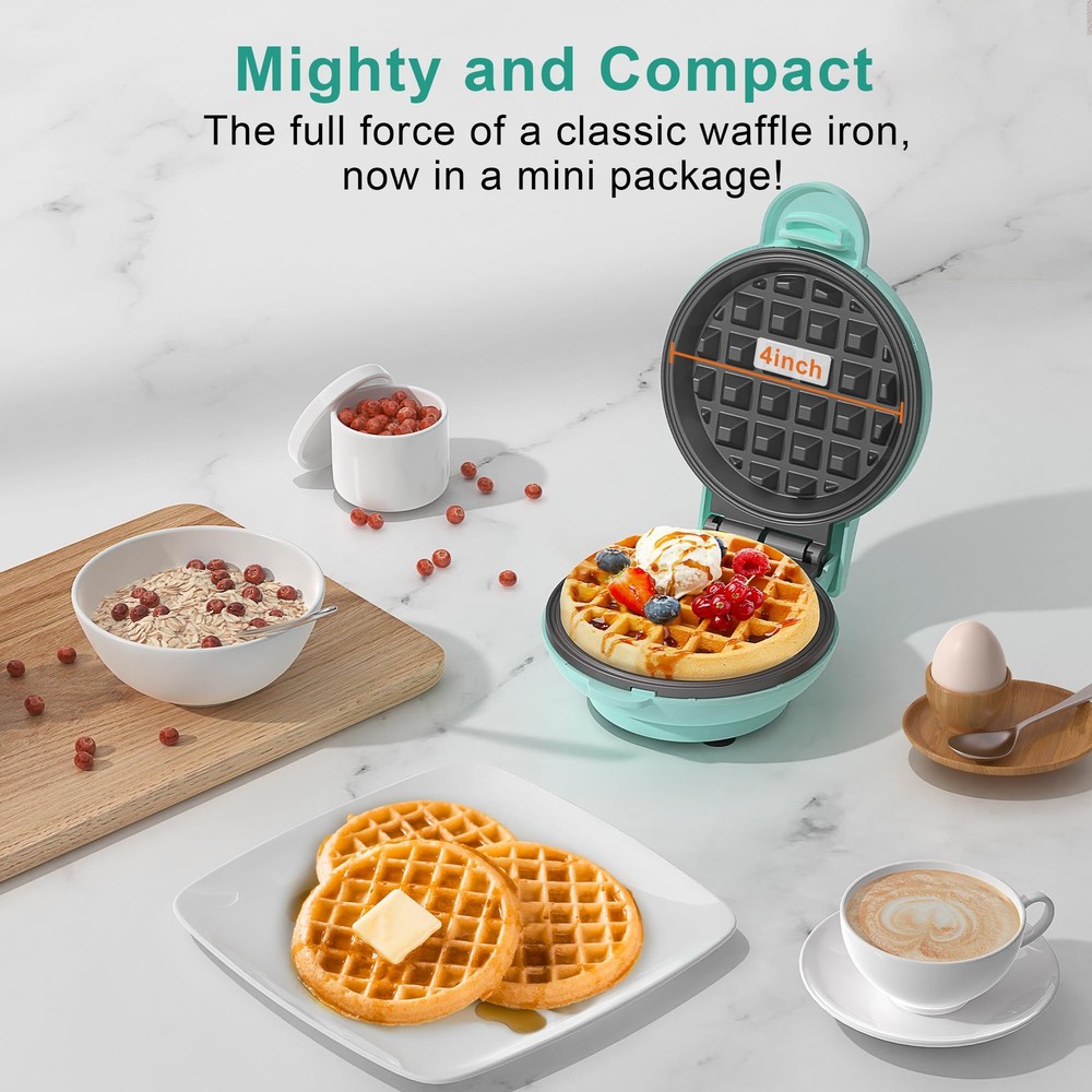 Mini Waffle Maker Machine, 4 Inch Chaffle Maker with Compact Design, Easy to ...