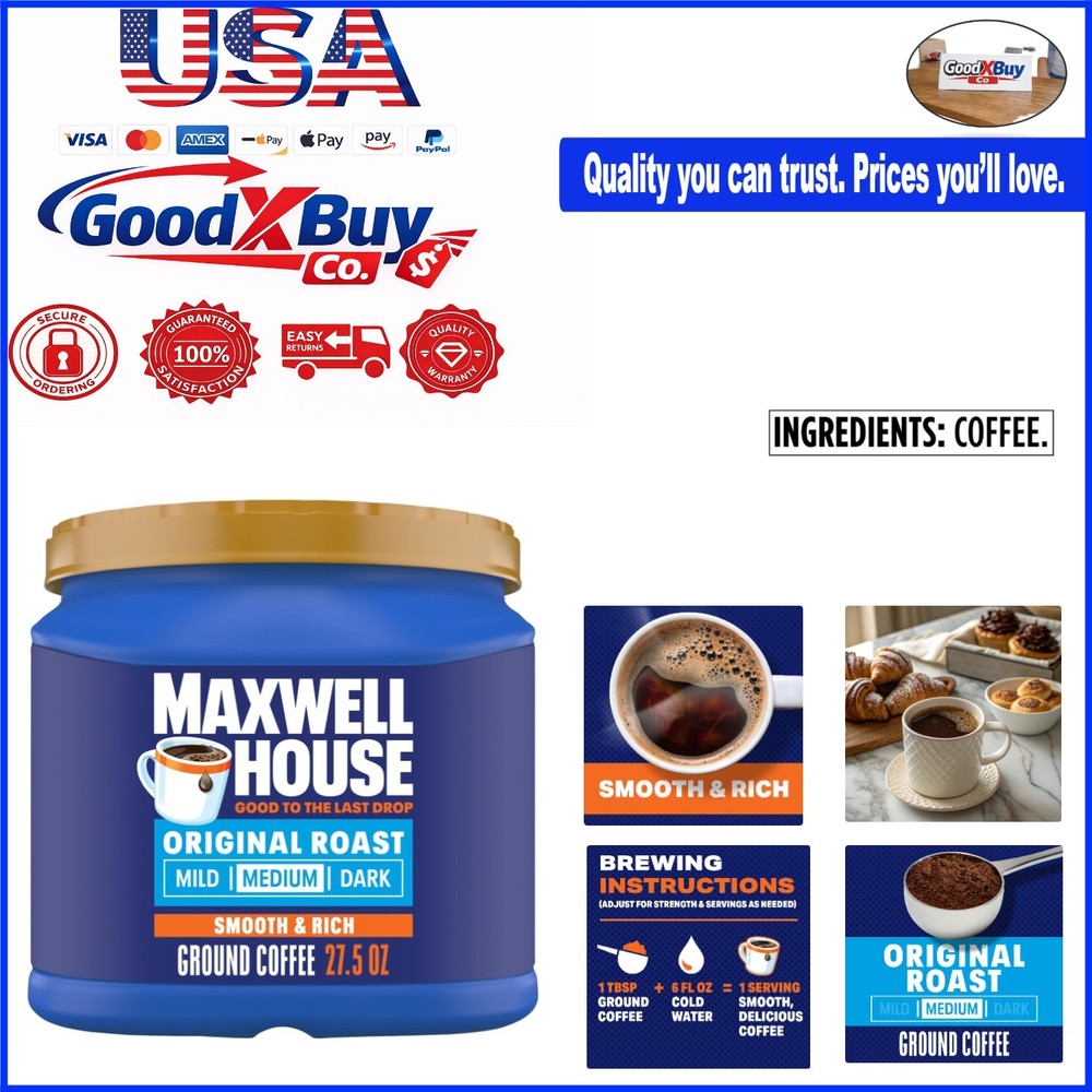Roast Ground Coffee 27.5oz Can Caffeinated Medium Roast Kosher Certified