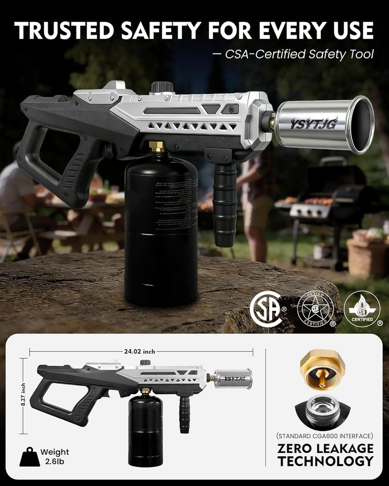 Powerful Propane Torch Gun | Kitchen Culinary Blow Torch with Adjustable Flame |
