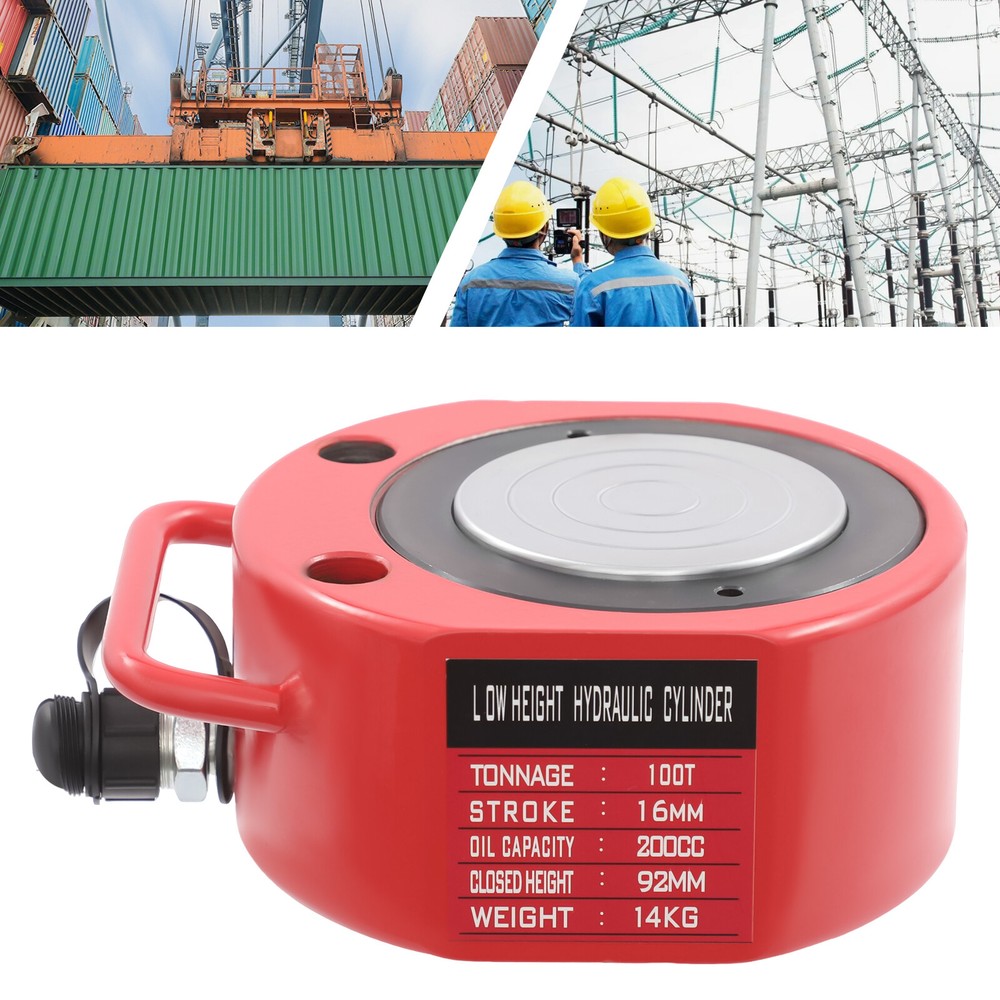 100 Tons 16mm Stroke Single Acting Hydraulic Cylinder Low Profile Flat Jack Ram