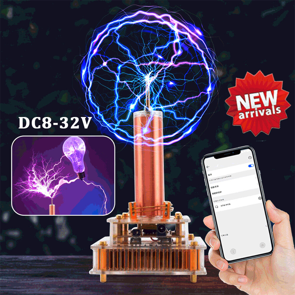 Music Tesla Coil Plasma Speaker Wireless Transmission Sound Solid Power +Adapter