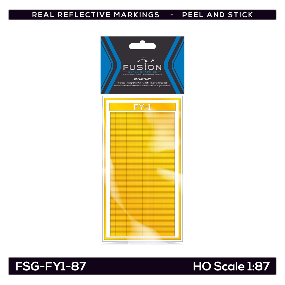 HO Scale Railroad Freight Car Yellow Reflective Markings Set