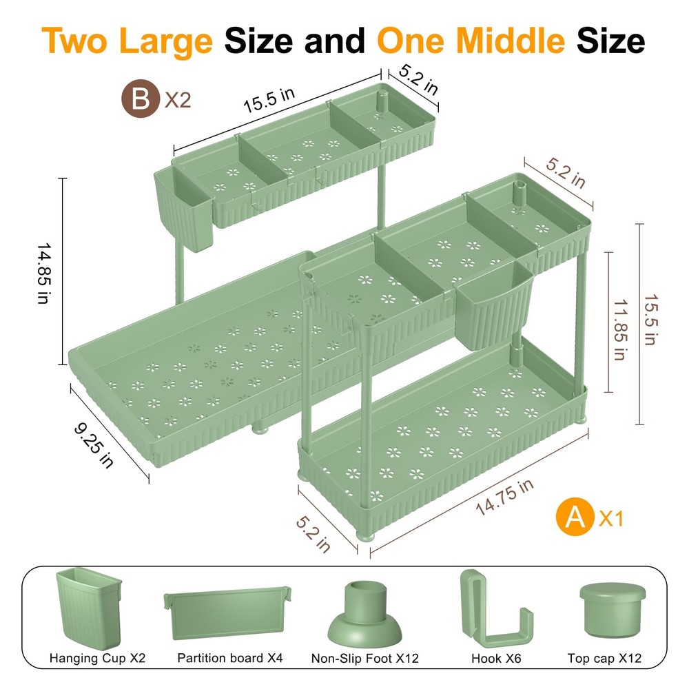 Sevenblue 3 Pack MultiPurpose Under Sink Organizers and Storage, 2026 LShaped...