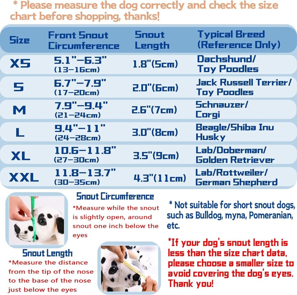 Dog Muzzle, Air Mesh Breathable Muzzle for Medium Large Sized Dogs to Anti & ...