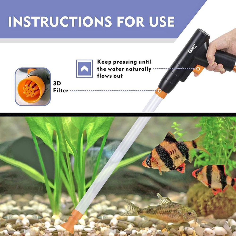 Durable Aquarium Siphon Vacuum Cleaner with Quick Water Change Functionality