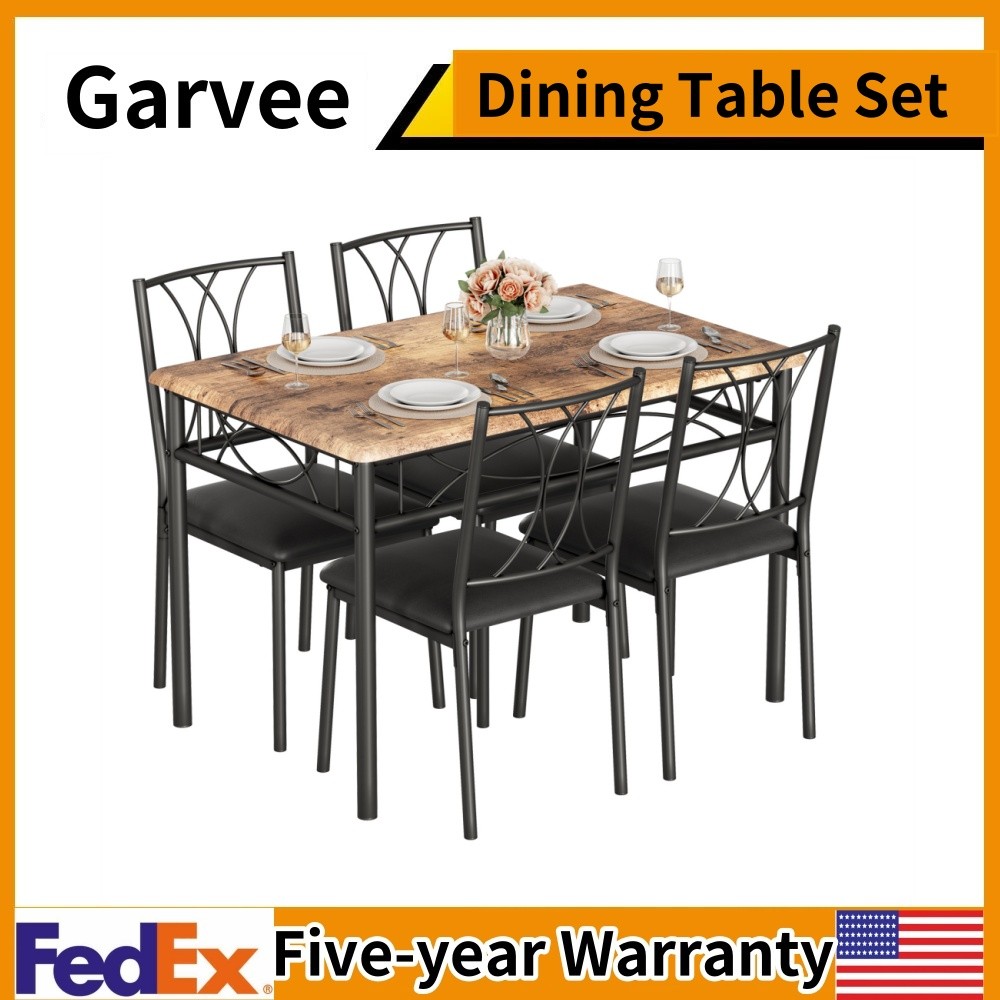 😸NEW 5-Piece Dining Table Set for Small Space Kitchen Table Set for 4 Retro Bro