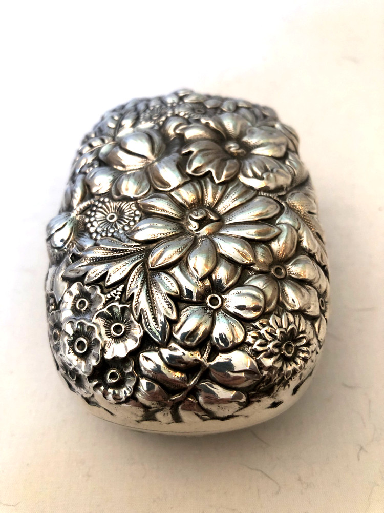 Antique Gorham Cluny Pattern Sterling Silver Hinged Soap Box, 93 Grams.