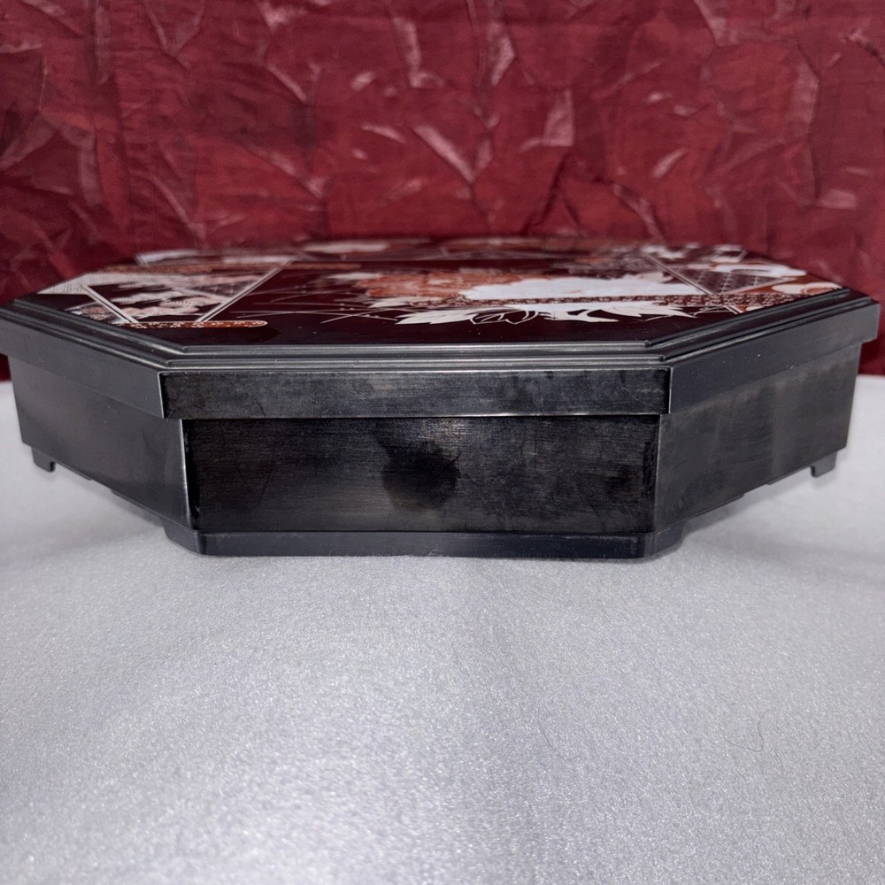 Vintage Octagon Plastic Snack And Nut Container With Divided Insert Black & Red