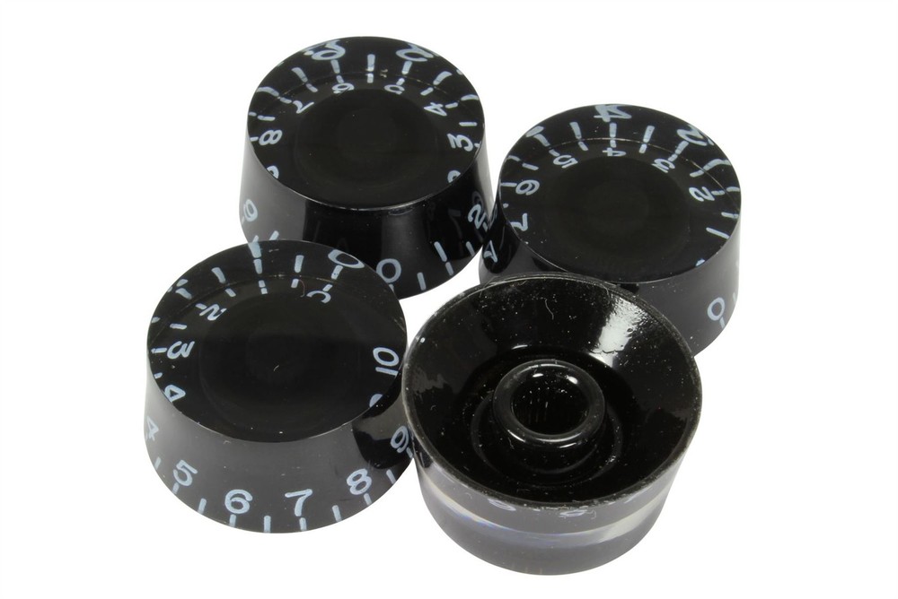 Black Speed Knobs 4pk for Gibson guitars with US fine splines