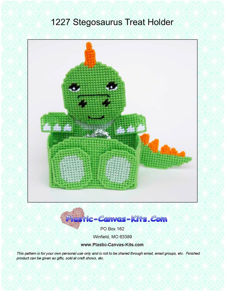 Stegosaurus Treat Holder- Dinosaur-Plastic Canvas Pattern or Kit