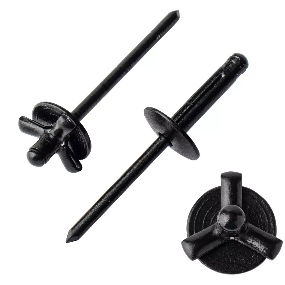 50pcs 3/16" x 1" Large Head Tri-Fold Exploding Aluminum Pop Rivets (Black)
