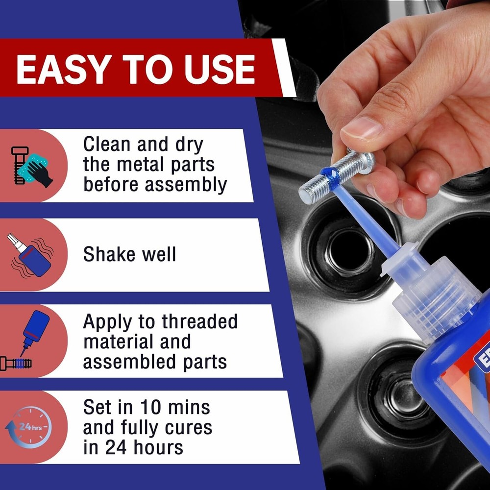 Threadlocker Blue & Red Set – Medium & Strong Strength, 50ml Each