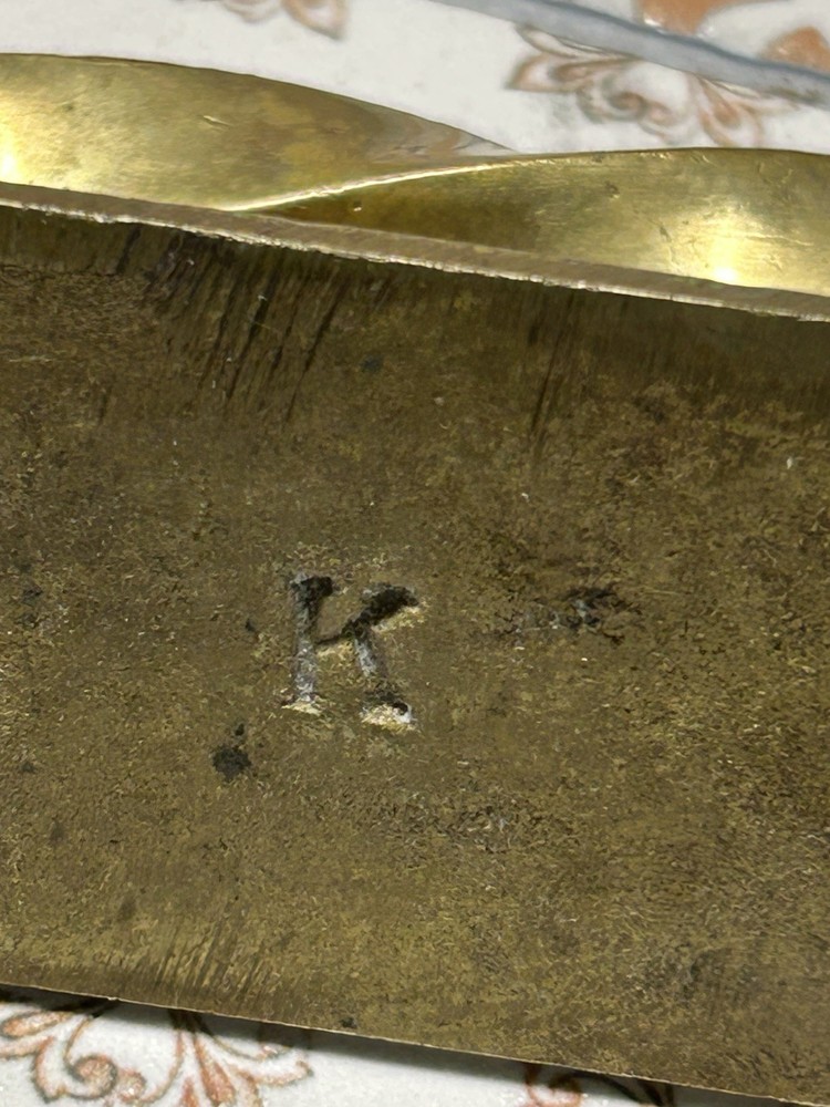 Ornate Solid Brass Door Pull Handle Architectural Salvage Aged Patina MCM