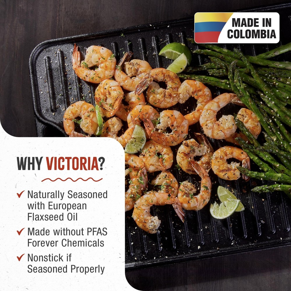 20-by-14-Inch Rectangular Cast Iron Griddle, Preseasoned Reversible Griddle