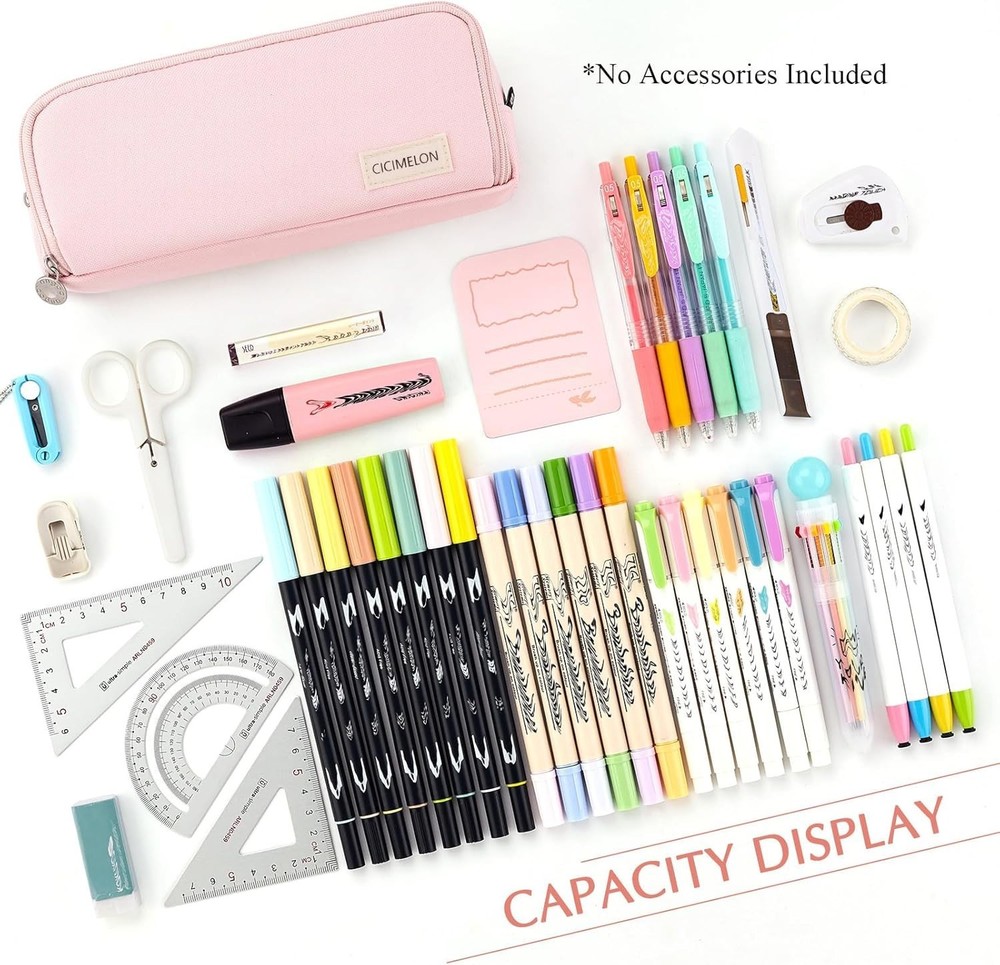 Large Capacity Polyester Pencil Case 3 Compartment Pencil Pouch for School