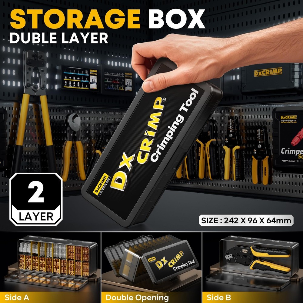 Crimping Tool Kit, 14-Type Open Spade & Quick-Disconnect Connector Set (2.8/3...