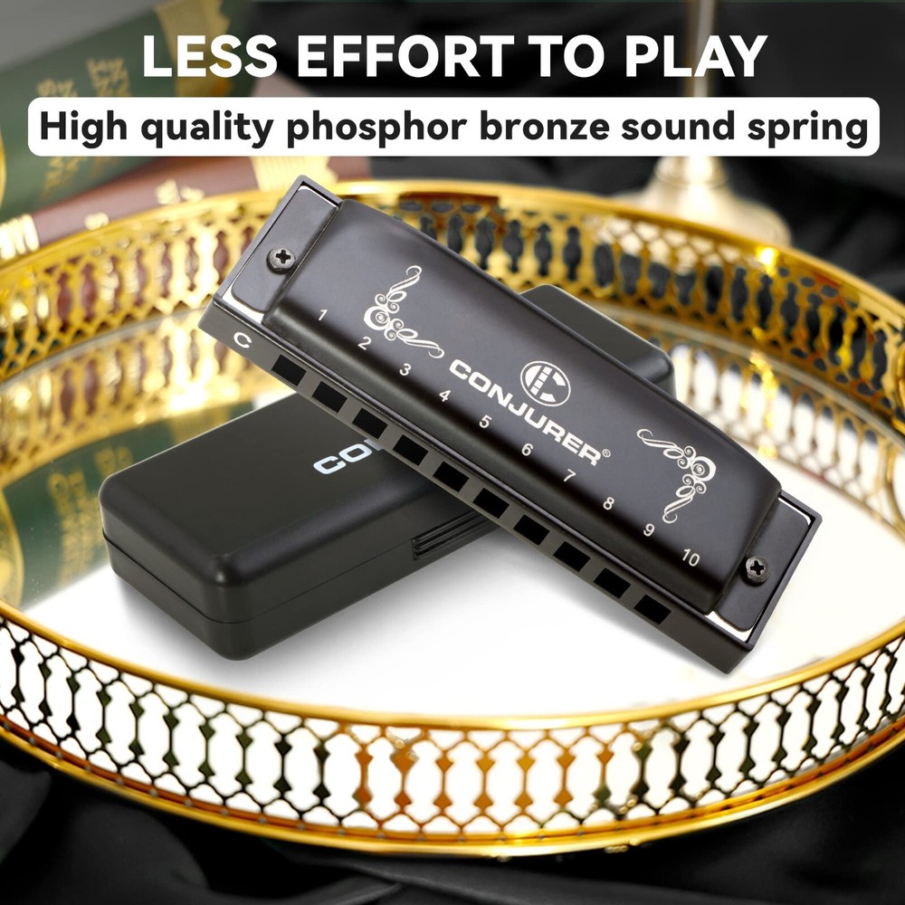 CONJURER Blues Harmonica C Professional 10Hole Diatonic Harmonica Mouth Organ