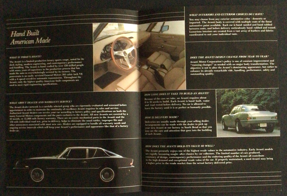 1984 Avanti Studebaker Sales Brochure Folder