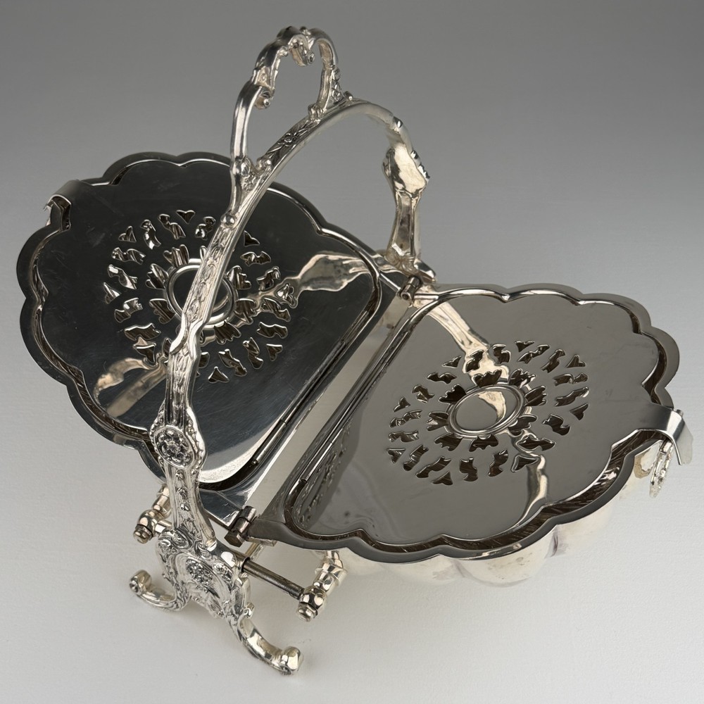 Victorian Silver Plated Shell Folding Biscuit Bun Warmer FB Rogers Silver Co 515