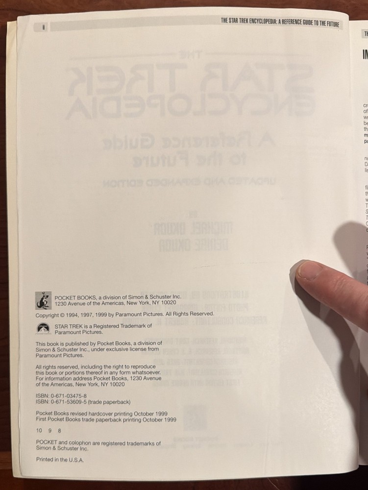 Star Trek Encyclopedia: A Reference Guide to the Future by Michael Okuda (1999)
