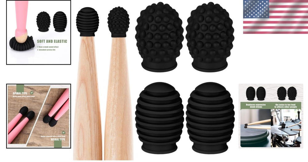 Stretchable Silicone Drumstick Tips - 4 Pack for Perfected Percussion Skills