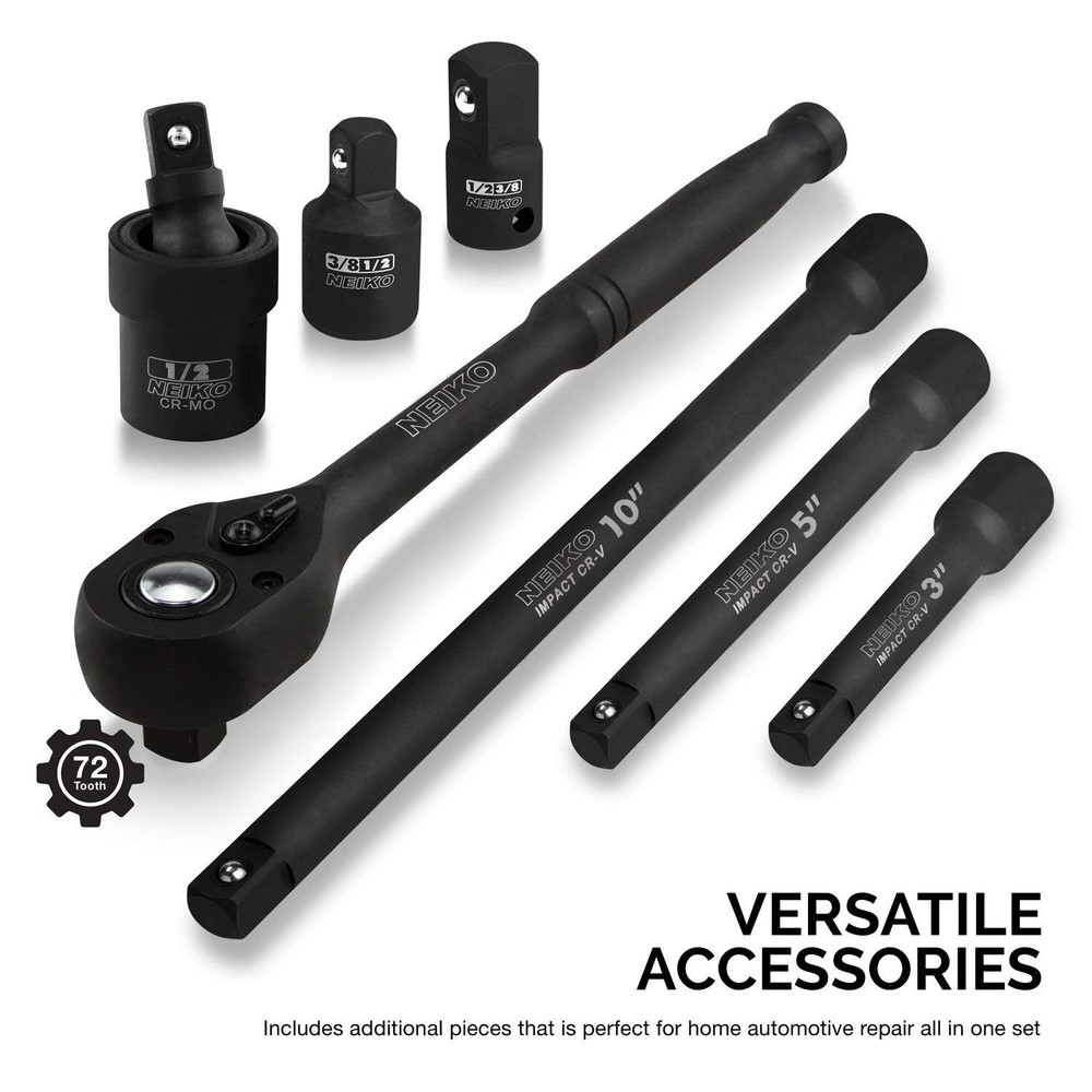 NEIKO 02446A 1/2 Impact Socket Set, 35 Piece, Deep Socket Kit Assortment,