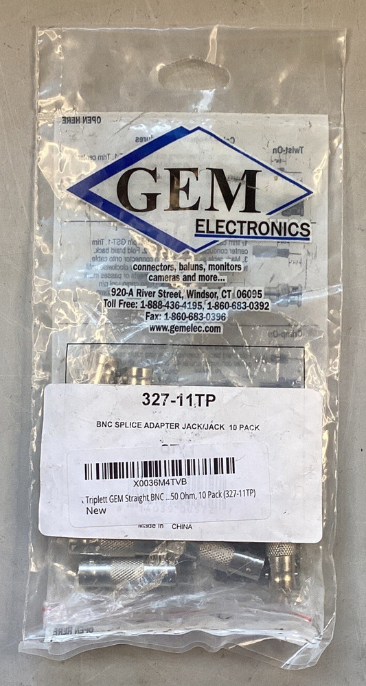Gem Electronics BNC Splice Adapter Jack/Jack 10 Pack