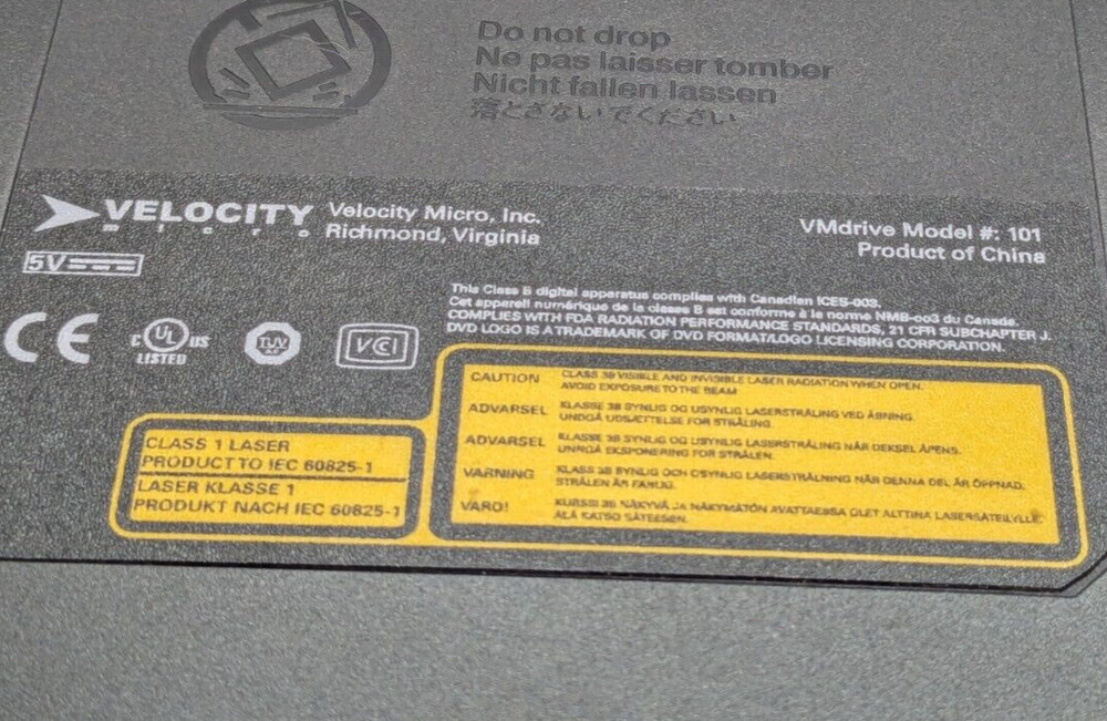 VELOCITY MICRO External USB Netbook CD - DVD / RW VMDrive #101 Not Tested