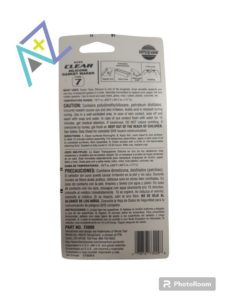 2PK- Clear Silicone Type 7 Gasket Maker Sealant